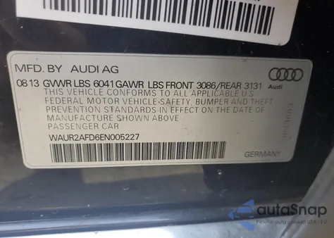 2014 Audi A8 L Quattro from USA, damaged, VIN WAUR2AFD6EN005227